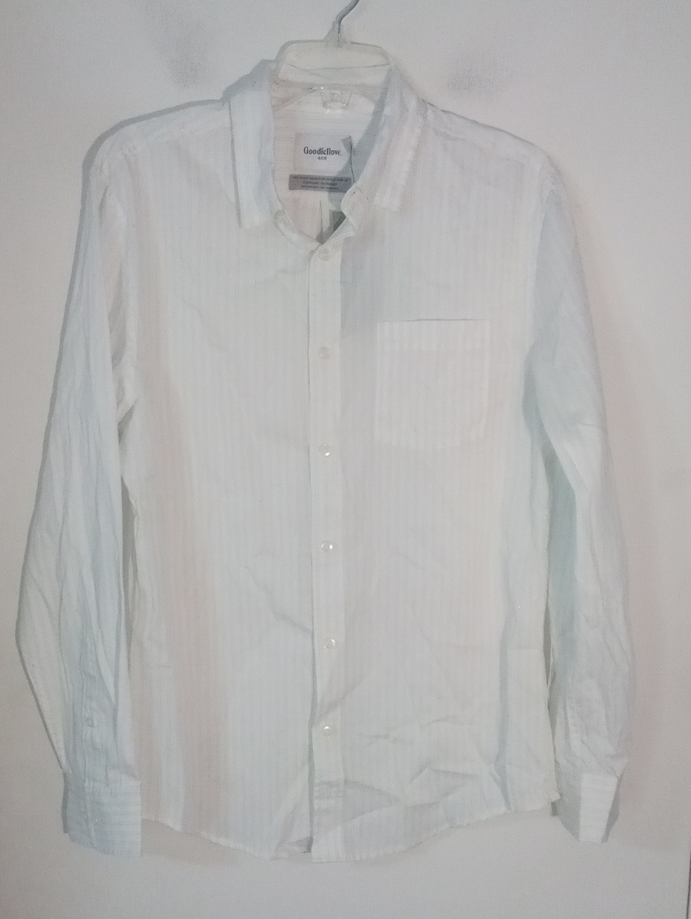 * Goodfellow & Co Men’s White Button-Up Shirt Medium NWT $30 Blue Stripe